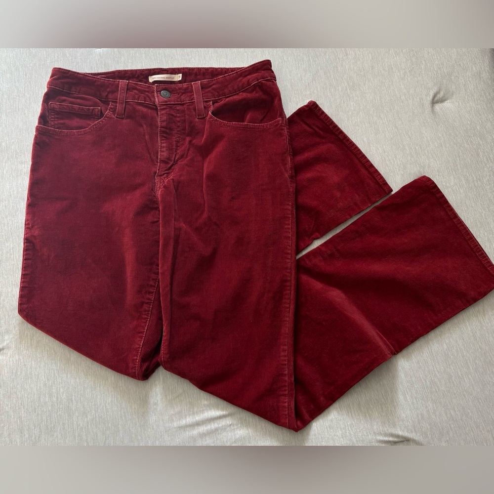 Women's Levi 725 High Rise Wine Corduroy Bootcut Jeans